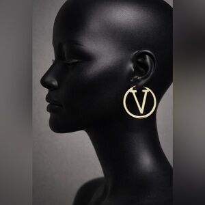 Gold V Hoop Earrings